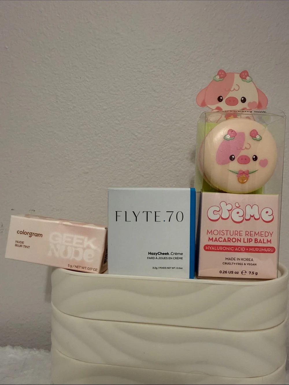 2 different lip balms and 1 Hazy Cheek Crème blush !